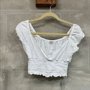 Billabong White Smocked Crop Top